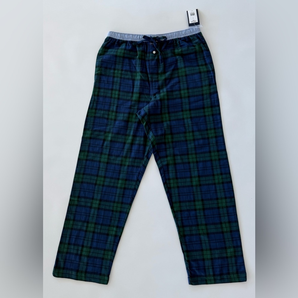 Crown & Ivy Black Watch Plaid Blue Drawstring Pajama PJ Pants Mens Largeโ NWT